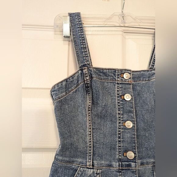H&M Divided Women’s Denim jean Mini Button Down adjustable strap stretch Size 2 - Picture 5 of 10